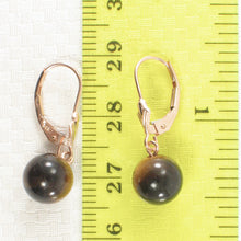 Load image into Gallery viewer, 1310032-14k-Rose-Solid-Gold-Leverback-Tiger-Eye-Bead-Dangle-Earrings