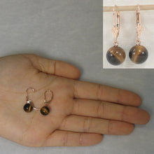 Load image into Gallery viewer, 1310032-14k-Rose-Solid-Gold-Leverback-Tiger-Eye-Bead-Dangle-Earrings