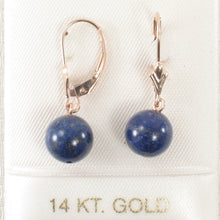 Load image into Gallery viewer, 1310034-14k-Rose-Solid-Gold-Leverback-Blue-Lapis-Lazuli-Bead-Dangle-Earrings