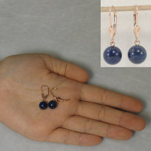 Load image into Gallery viewer, 1310034-14k-Rose-Solid-Gold-Leverback-Blue-Lapis-Lazuli-Bead-Dangle-Earrings
