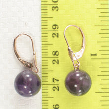 Load image into Gallery viewer, 1310043-14k-Rose-Solid-Gold-Leverback-Amethyst-Bead-Dangle-Earrings