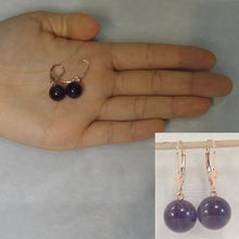 Load image into Gallery viewer, 1310043-14k-Rose-Solid-Gold-Leverback-Amethyst-Bead-Dangle-Earrings