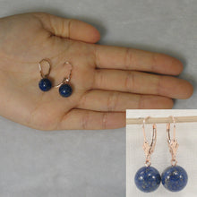 Load image into Gallery viewer, 1310044-14k-Rose-Solid-Gold-Leverback-Lapis-Bead-Dangle-Earrings