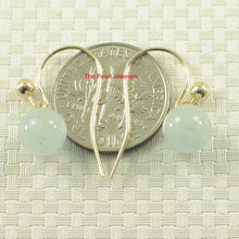 Load image into Gallery viewer, 1310630-14k-Yellow-Gold-Ball-Fish-Hook-Gold-Dangle-Blue-Aquamarine-Earrings