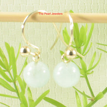 Load image into Gallery viewer, 1310630-14k-Yellow-Gold-Ball-Fish-Hook-Gold-Dangle-Blue-Aquamarine-Earrings