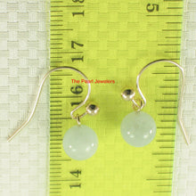 Load image into Gallery viewer, 1310630-14k-Yellow-Gold-Ball-Fish-Hook-Gold-Dangle-Blue-Aquamarine-Earrings