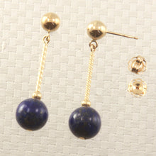 Load image into Gallery viewer, 1315001-14k-Gold-Ball-Twist-Tube-Lapis-Dangle-Earrings