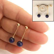 Load image into Gallery viewer, 1315001-14k-Gold-Ball-Twist-Tube-Lapis-Dangle-Earrings