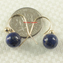 Load image into Gallery viewer, 1320630-Dangle-Stud-Earrings-Blue-Lapis-Lazuli-14k-Yellow-Gold-Fish-Hook-Gold-Ball