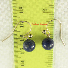 Load image into Gallery viewer, 1320630-Dangle-Stud-Earrings-Blue-Lapis-Lazuli-14k-Yellow-Gold-Fish-Hook-Gold-Ball