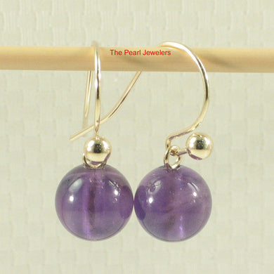 1320633-14k-Yellow-Gold-Fish-Hook-Gold-Ball-Purple-Amethyst-Dangle-Stud-Earrings
