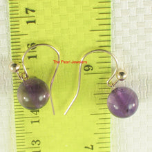 Load image into Gallery viewer, 1320633-14k-Yellow-Gold-Fish-Hook-Gold-Ball-Purple-Amethyst-Dangle-Stud-Earrings