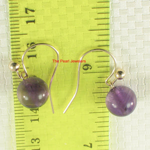 1320633-14k-Yellow-Gold-Fish-Hook-Gold-Ball-Purple-Amethyst-Dangle-Stud-Earrings