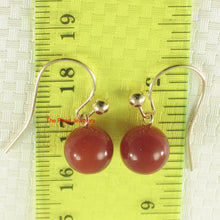 Load image into Gallery viewer, 1320634-14k-Yellow-Gold-Fish-Hook-Gold-Ball-Dangle-Red-Carnelian-Earrings