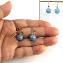 Load image into Gallery viewer, 1330630-14k-Yellow-Gold-Fishhook-Gold-Aquamarine-Dangle-Earrings