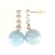 Load image into Gallery viewer, 1398105-Blue-Aquamarine-Diamonds-14k-White-Gold-Dangle-Earrings