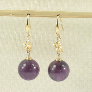 1399852-14k-Yellow-Gold-Hawaiian-Plumeria-Genuine-Purple-Amethyst-Hook-Earrings