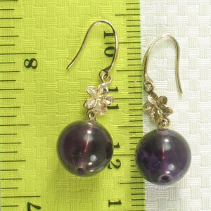 1399852-14k-Yellow-Gold-Hawaiian-Plumeria-Genuine-Purple-Amethyst-Hook-Earrings