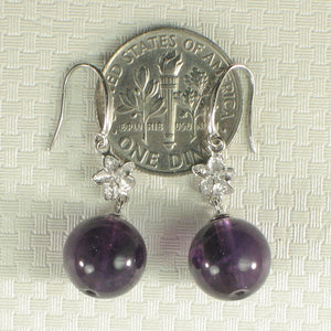 1399857-14k-White-Gold-Hawaiian-Plumeria-Genuine-Purple-Amethyst-Hook-Earrings