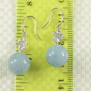 1399859-14k-Gold-Hawaiian-Plumeria-Bead-Blue-Aquamarine-Hook-Earrings