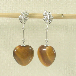 1399872-14k-White-Gold-Diamond-Heart-Brown-Tiger-Eye-Dangle-Stud-Earrings