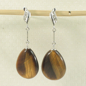 1399911-14k-White-Gold-Raindrop-Brown-Tiger-Eye-Diamond-Dangle-Stud-Earrings