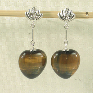 1399931-14k-White-Gold-Diamond-Heart-Brown-Tiger-Eye-Dangle-Stud-Earrings