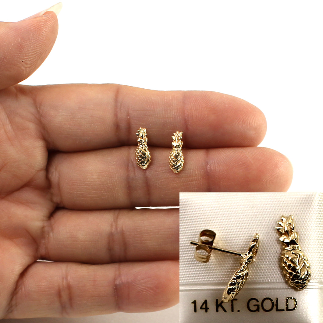 1400070-Small-Textured-Pineapple-Design-14kt-Yellow-Gold-Stud-Earrings