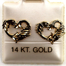 Load image into Gallery viewer, 1400110-14kt-Yellow-Gold-Jumping-Dolphins-Heart-Stud-Earrings