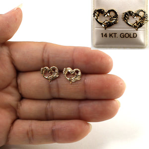 1400110-14kt-Yellow-Gold-Jumping-Dolphins-Heart-Stud-Earrings