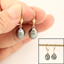 Load image into Gallery viewer, 1T00020B-14kt-Yellow-Solid-Gold-Leverblack-Black-Tahitian-Pearl-Dangle-Earrings