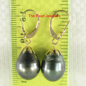 1T00120-Black-Tahitian-Pearl-Dangle-Earrings-14k-Leverback-Flower-Cap