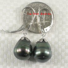 Load image into Gallery viewer, 1T00126-14k-White-Solid-Gold-Leverblack-Black-Tahitian-Pearl-Dangle-Earrings