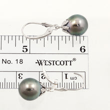Load image into Gallery viewer, 1T00128D-Natural-Gray-Tahitian-Pearl-14k-Gold-Leverback-Dangle-Earrings