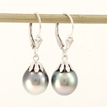 Load image into Gallery viewer, 1T00128E-Genuine-Tahitian-Pearl-14k-Gold-Leverback-Dangle-Earrings