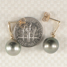 Load image into Gallery viewer, 1T00562A-14k-Gold-Diamonds-Silver-Tone-Tahitian-Pearl-Dangle-Earrings