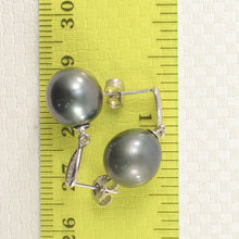 Load image into Gallery viewer, 1T00568B-Genuine-Diamond-Tahitian-Pearl-14k-Dangle-Earrings