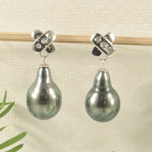 Load image into Gallery viewer, 1T00605A-Genuine-Diamond-Tahitian-Pearl-14k-Gold-Dangle-Earrings