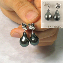 Load image into Gallery viewer, 1T00605A-Genuine-Diamond-Tahitian-Pearl-14k-Gold-Dangle-Earrings