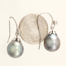 Load image into Gallery viewer, 1T00636-14k-White-Gold-Fish-Hook-Tahitian-Pearl-Dangle-Earrings