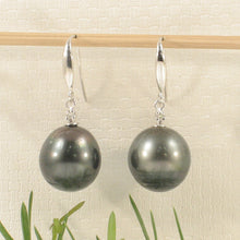 Load image into Gallery viewer, 1T00926-Tahitian-Pearl-Diamond-14k-Solid-Gold-Dangle-Hook-Earrings