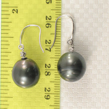 Load image into Gallery viewer, 1T00926-Tahitian-Pearl-Diamond-14k-Solid-Gold-Dangle-Hook-Earrings