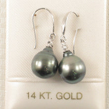 Load image into Gallery viewer, 1T00928B-Exotic-Tahitian-Pearl-Hook-Earrings-14k-White-Gold-Diamonds