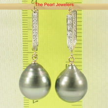 Load image into Gallery viewer, 1T01140-14k-Gold-Diamond-Charming-Black-Tahitian-Pearl-Dangle-Earrings