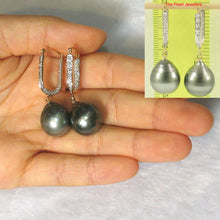 Load image into Gallery viewer, 1T01140-14k-Gold-Diamond-Charming-Black-Tahitian-Pearl-Dangle-Earrings