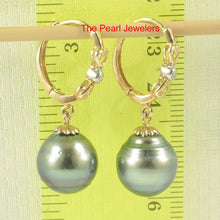 Load image into Gallery viewer, 1T01651-Tahitian-Pearl-14k-Soul-Mate-Clip-Diamond-Dangle-Earrings