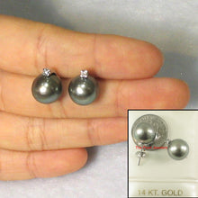 Load image into Gallery viewer, 1T01907-14k-Diamond-Charming-Gray-Tahitian-Pearls-Stud-Earrings