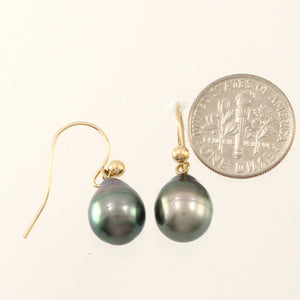 1T02630-14kt-Gold-Fish-Hook-Simple-Charming-Black-Tahitian-Pearls-Earrings