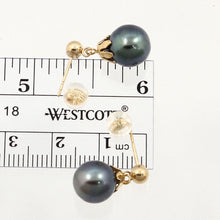 Load image into Gallery viewer, 1T04911-14kt-Yellow-Solid-Gold Black-Tahitian-Pearl-Drop-Dangle-Earrings