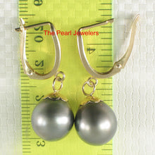 Load image into Gallery viewer, 1T05742A-14k-Gold-Euro-Back-Caps-Black-Tahitian-Pearl-Dangle-Earrings